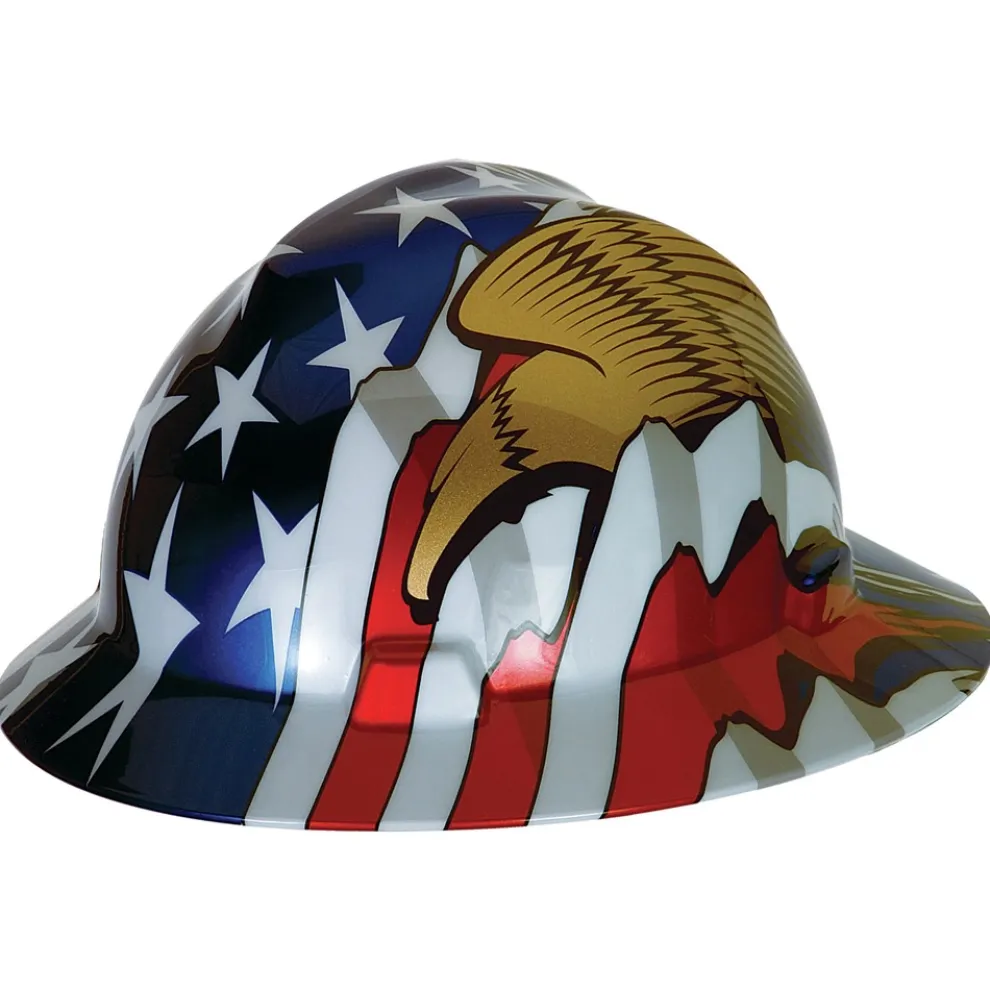 MSA American Freedom Series American Flag with 2 Eagles V-Gard Slotted Protective Hat