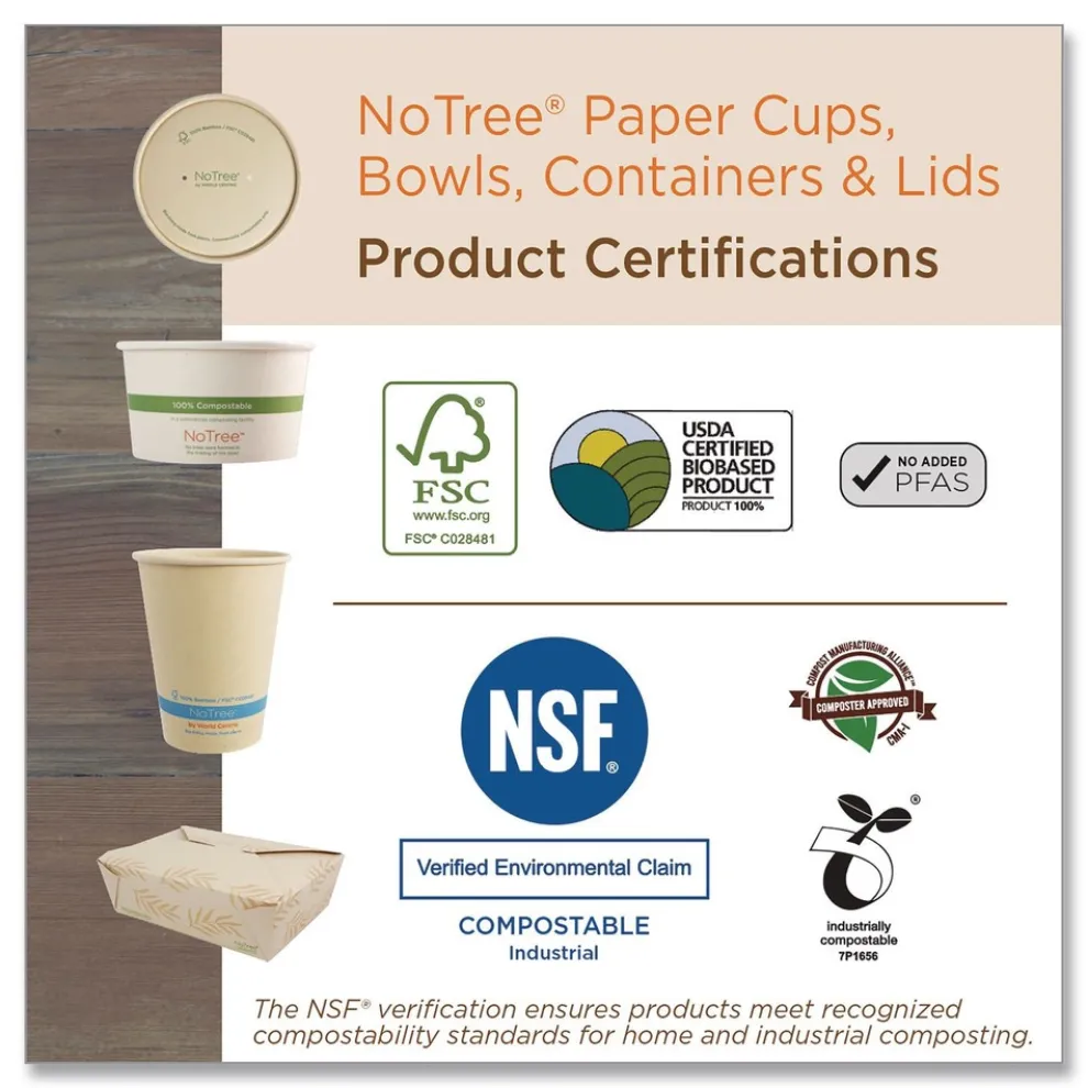 World Centric TO-NT-8 5.5 in. x 6.9 in. x 2.5 in. 46 oz. Sugarcane No Tree Folded Takeout Containers - Natural (300/Carton)