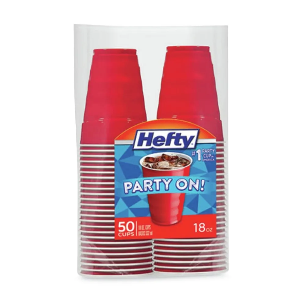 Hefty 18 oz. Easy Grip Disposable Plastic Party Cups - Red (400/Carton)
