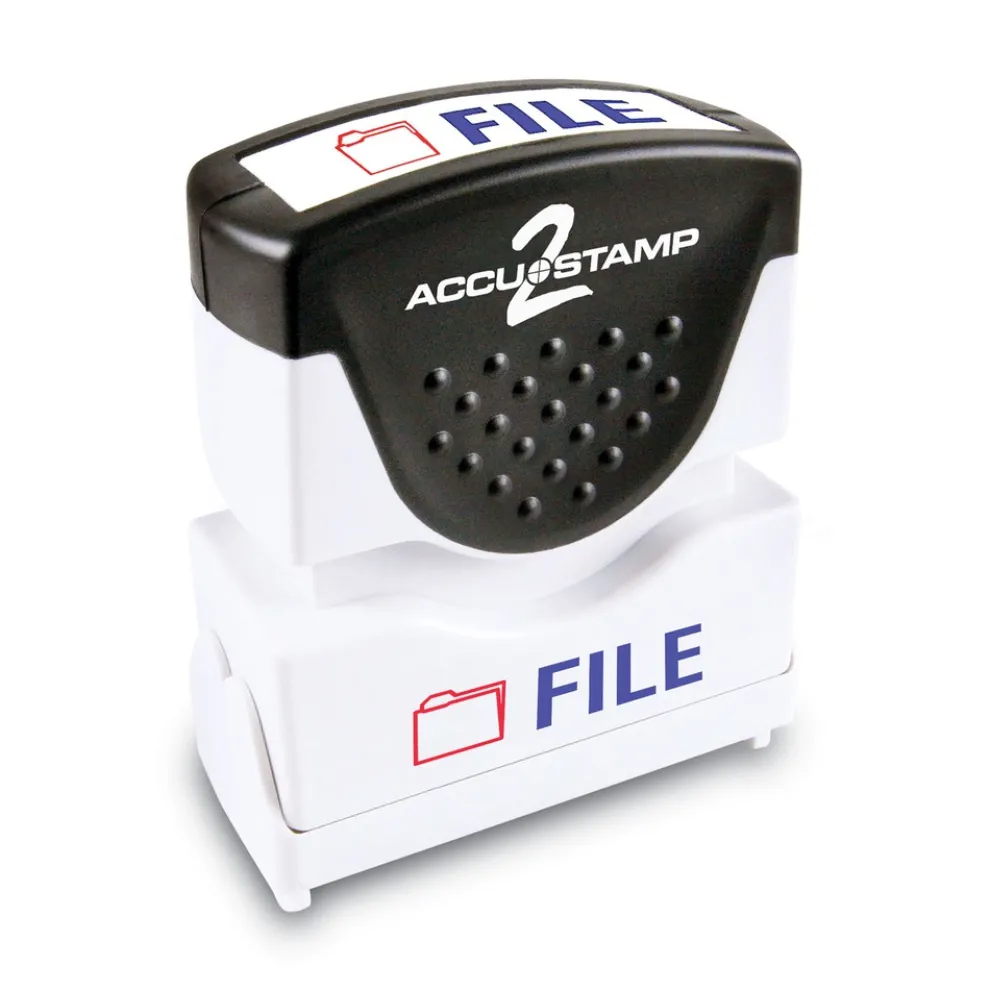ACCUSTAMP2 1.63 in. x 0.5 in. FILE Pre-Inked Shutter Stamp - Red/Blue