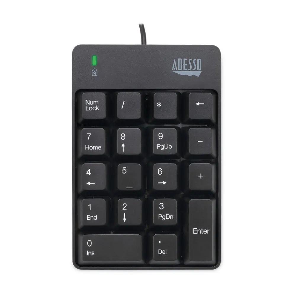 Adesso 18-Key Spill-Resistant Numeric Keypad - Black