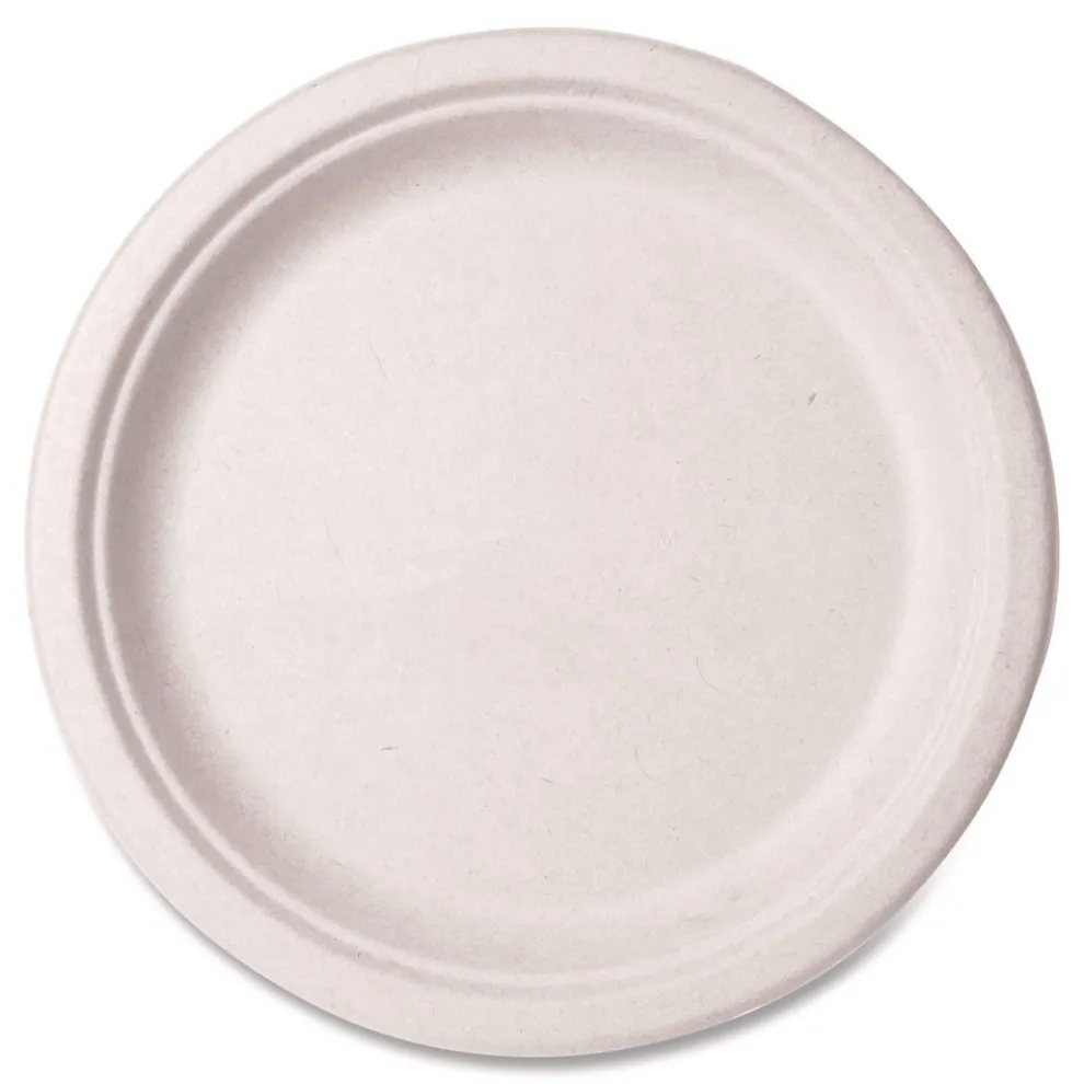 Vegware VW-P005NFA 10 in. Diameter Nourish Molded Compostable Fiber Plate Tableware - White (500/Carton)