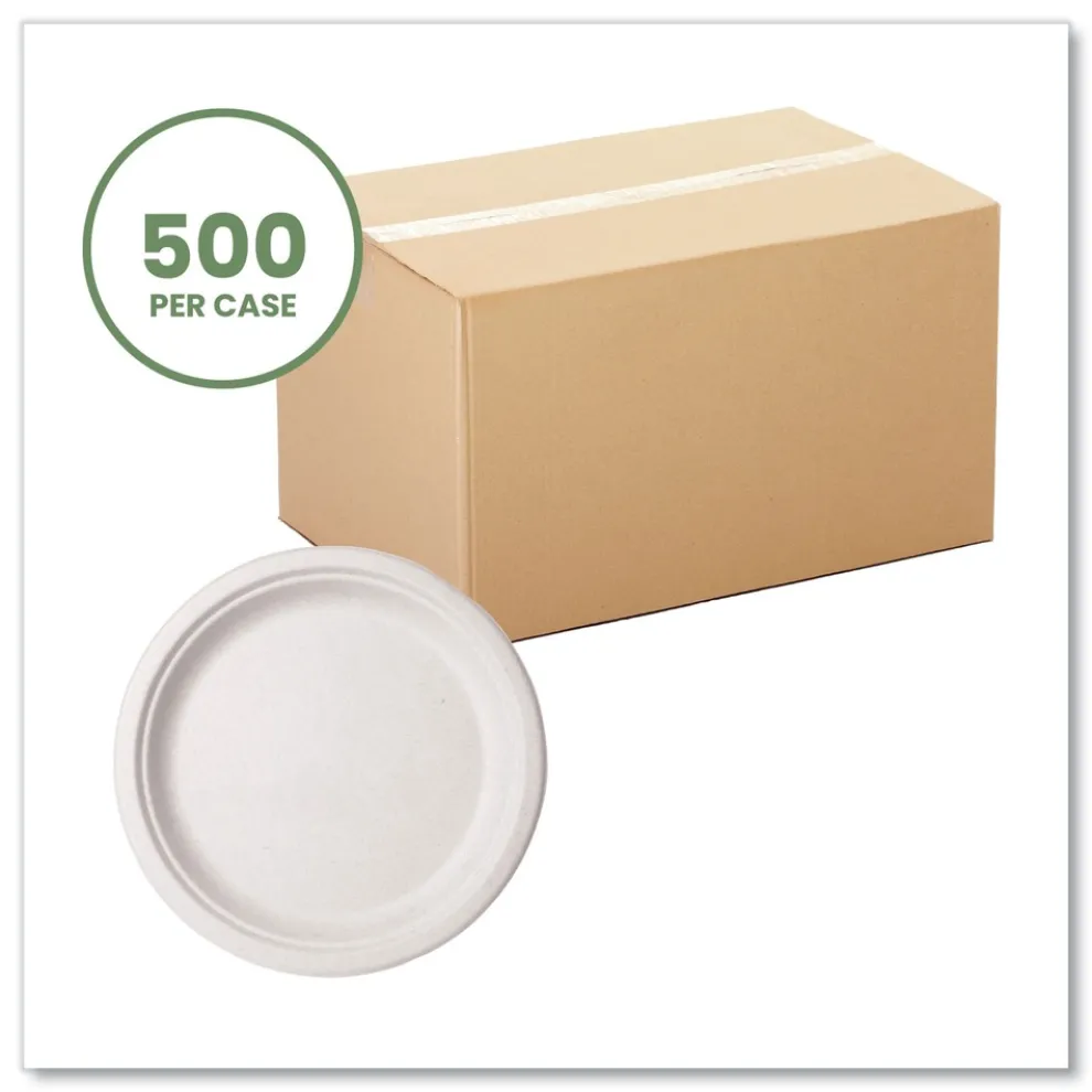 Vegware VW-P005NFA 10 in. Diameter Nourish Molded Compostable Fiber Plate Tableware - White (500/Carton)