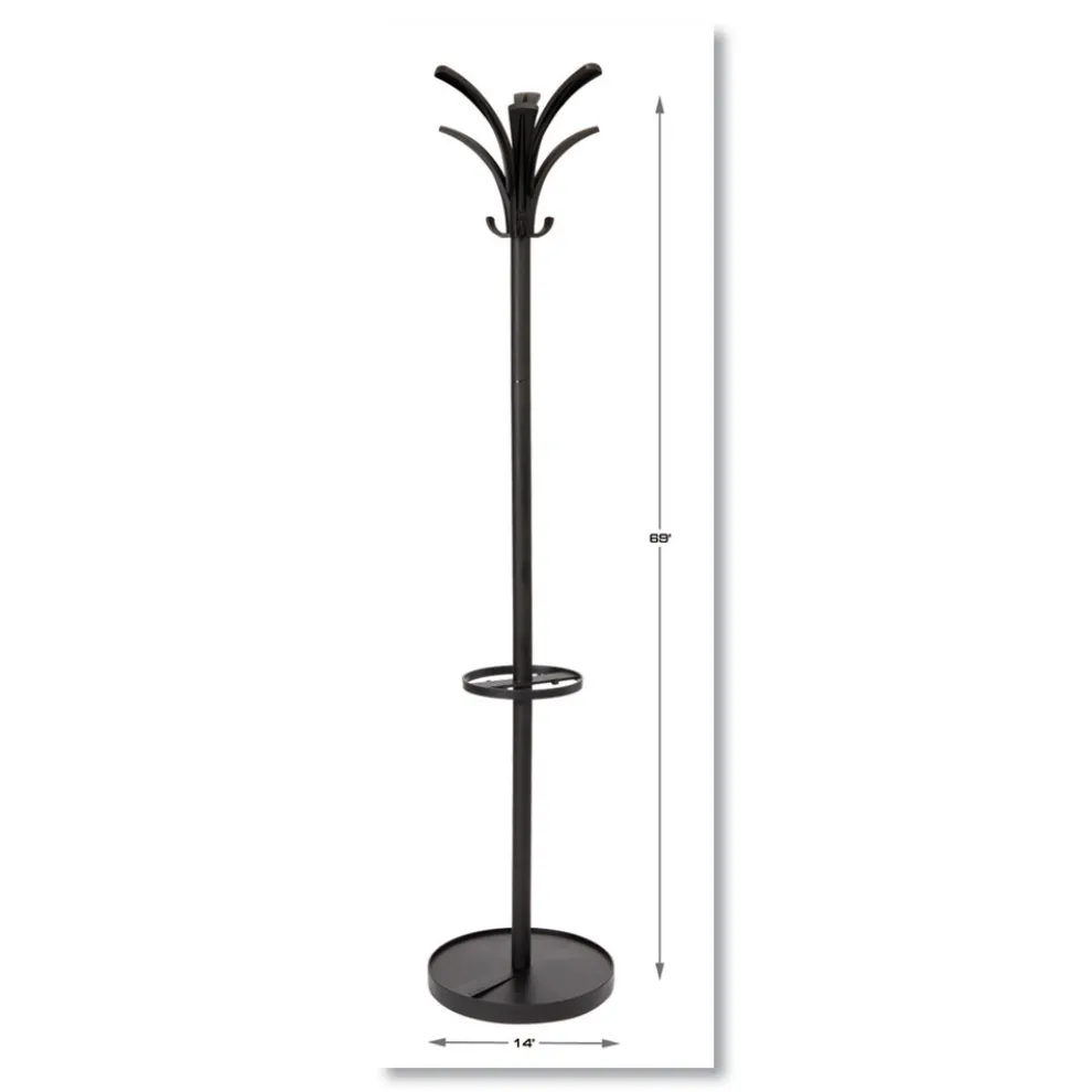 Alba 13.75w x 13.75d x 66.25h Brio Coat Stand - Black