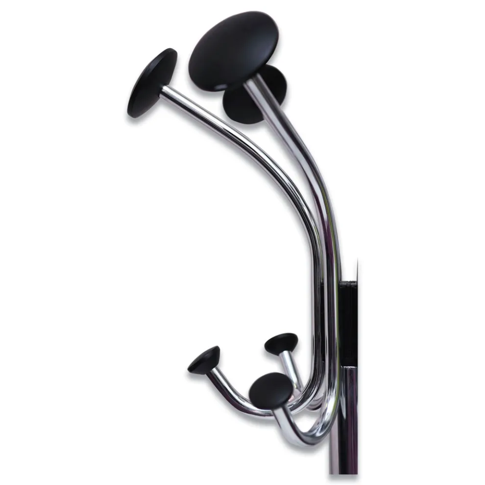 Alba 16w x 16d x 70.5h Chromy 12-Knob Coat Stand - Chrome/Black