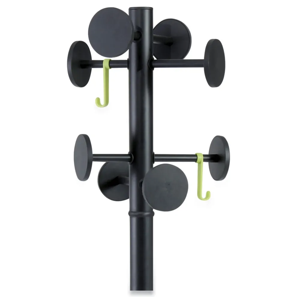 Alba 15w x 15d x 69.3h Stan3 8-Knob Steel Coat Rack - Black