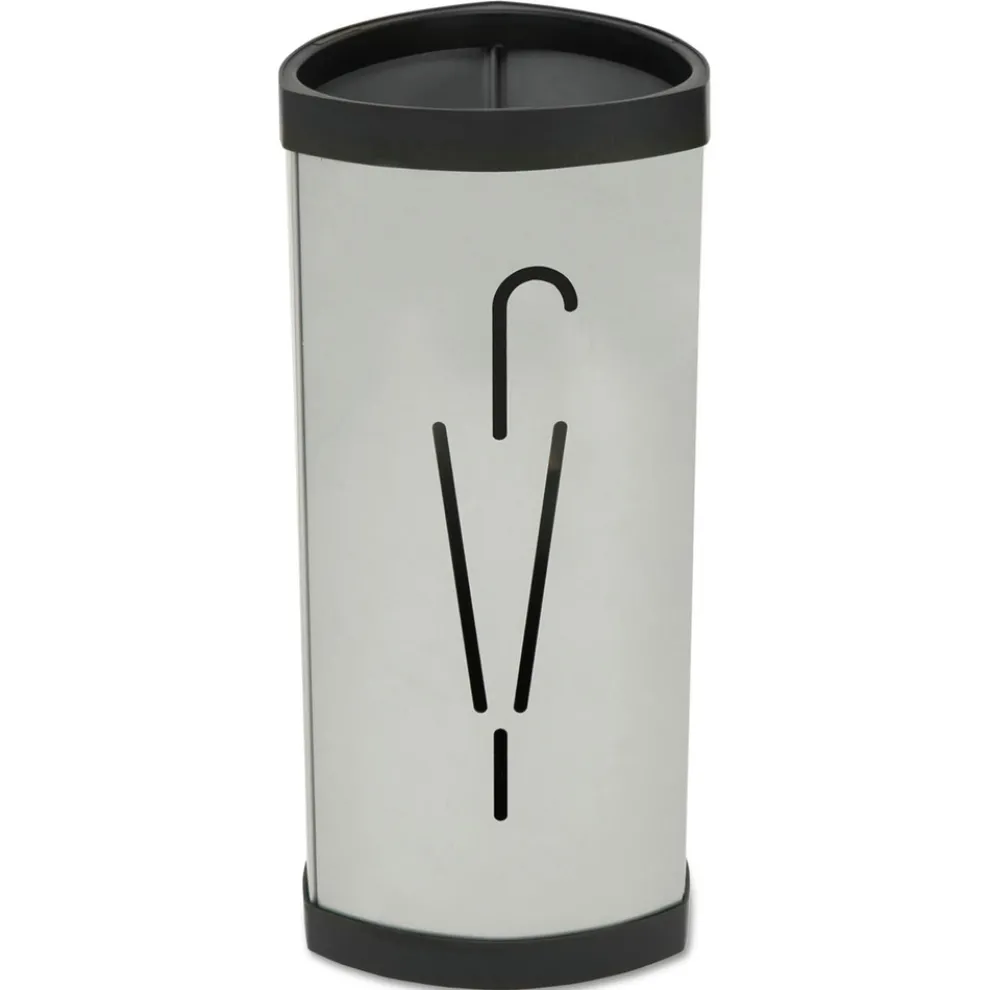 Alba 10.25w x 10.25d x 23.67h Steel Triangular Umbrella Stand - Silver/Black