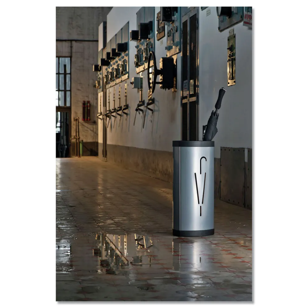 Alba 10.25w x 10.25d x 23.67h Steel Triangular Umbrella Stand - Silver/Black