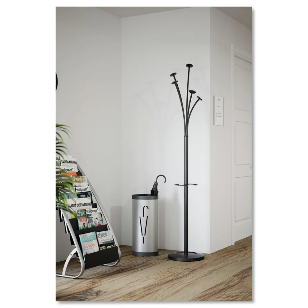 Alba 10.25w x 10.25d x 23.67h Steel Triangular Umbrella Stand - Silver/Black
