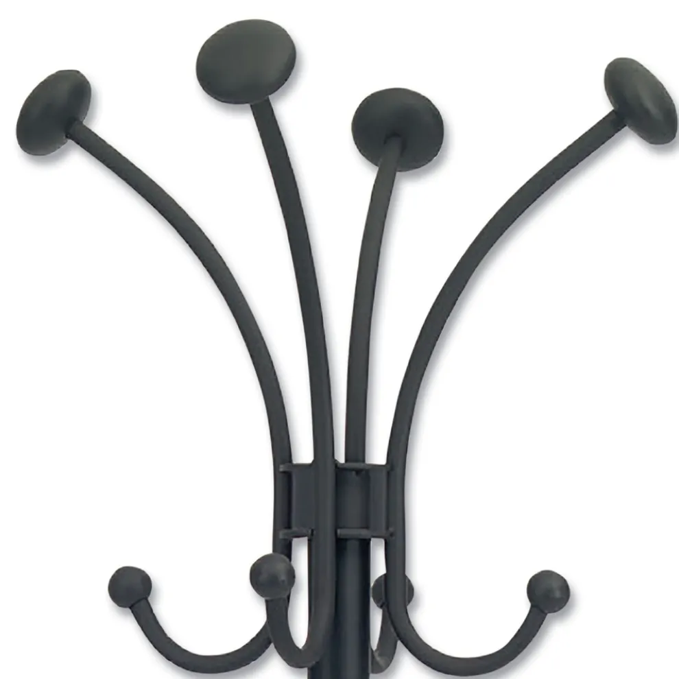 Alba 16w x 16d x 70.6h Viena 8-Knob Steel Coat Stand - Black