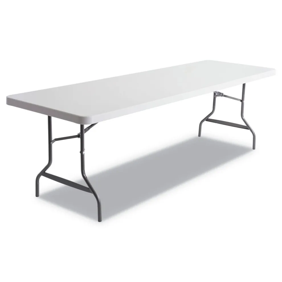 Alera 65601 96 in. x 30 in. x 29 in. Square Edge Resin Rectangular Folding Table - Platinum