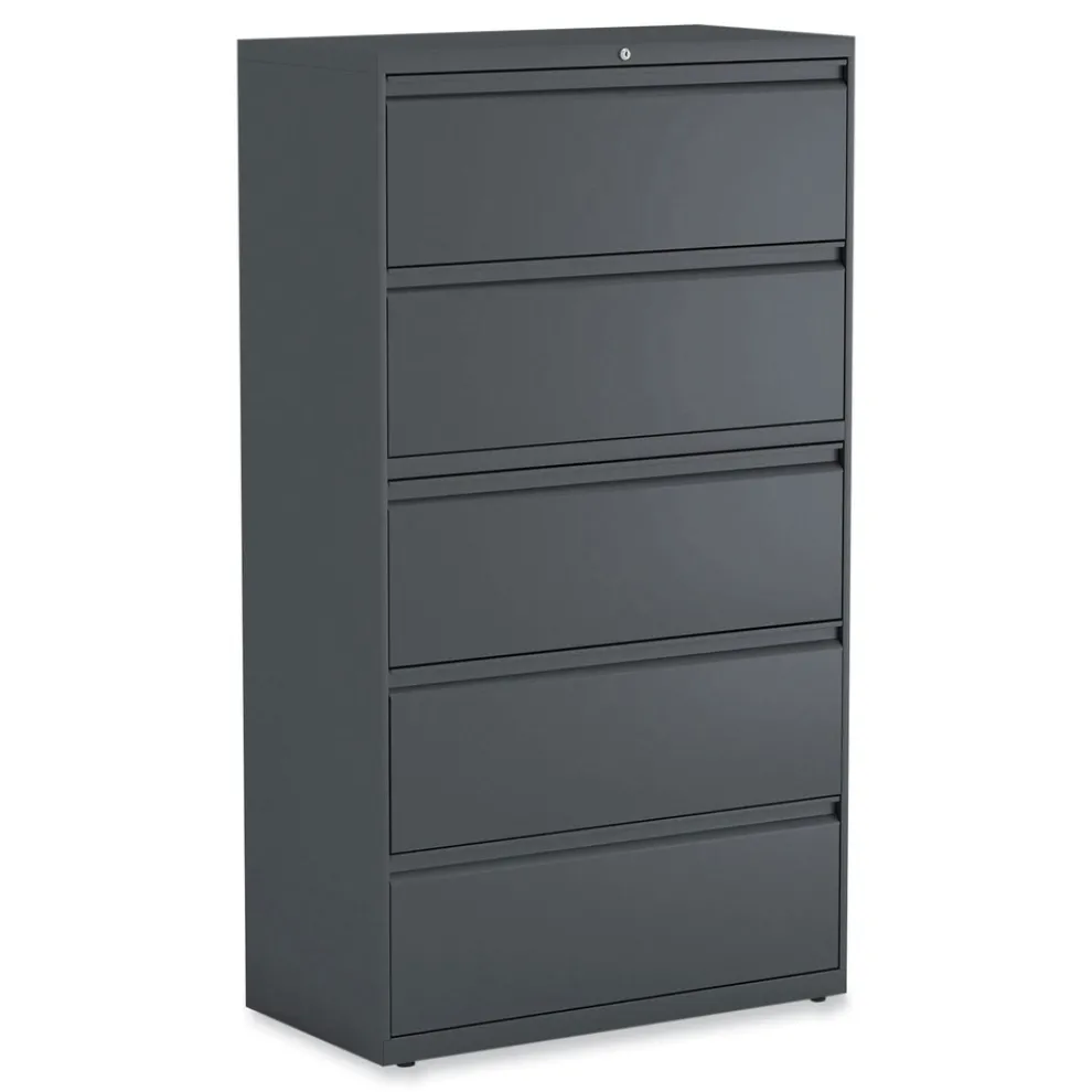 Alera 25499 36 in. x 18.63 in. x 67.63 in. 5 Lateral File Drawer - Legal/Letter/A4/A5 Size - Charcoal