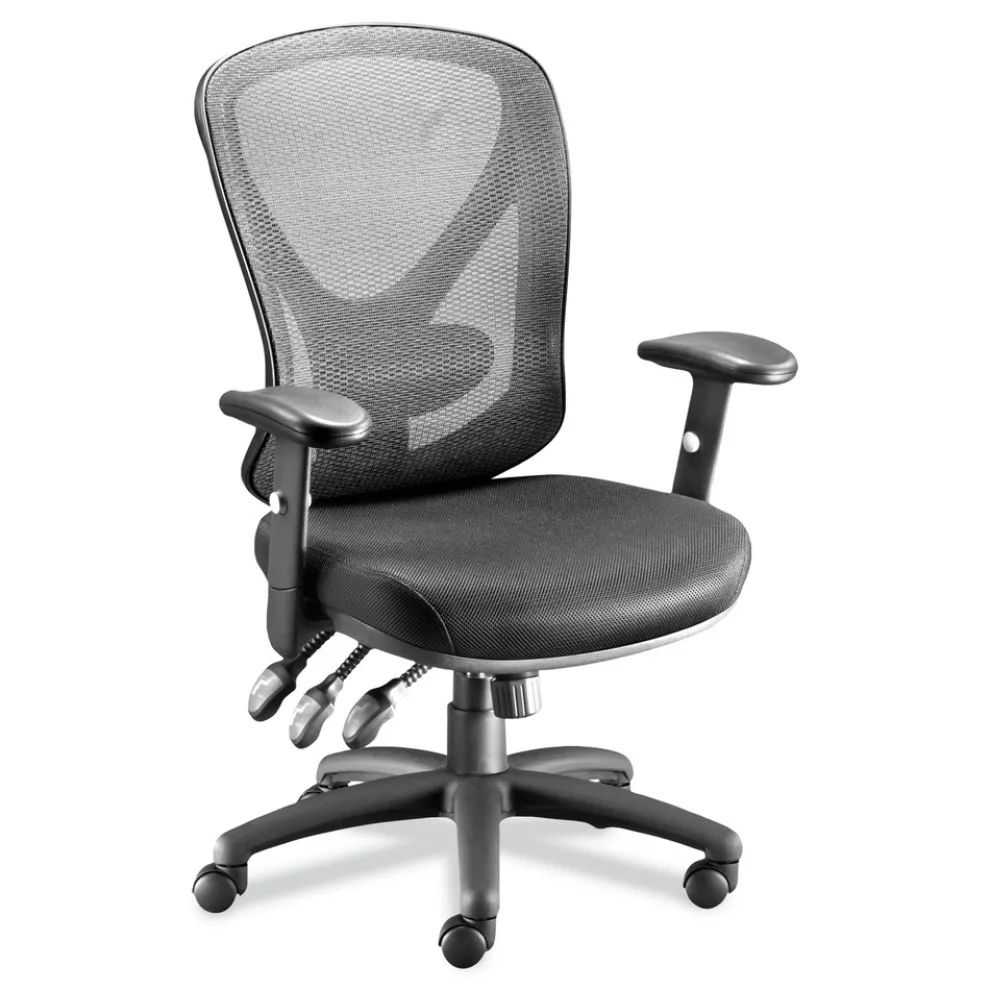 Alera 15 in. - 18.82 in. Seat Height Aeson Series Multifunction Task Chair Supports Up to 275 lbs. - Black
