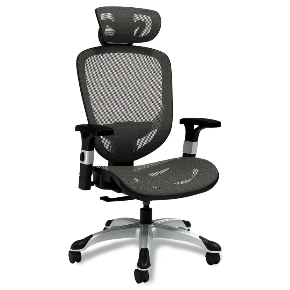 Alera 17.24 in. to 20.98 in. Seat Height Supports Up to 275 lbs. Minerva Ergonomic Mesh Swivel Task Chair - Gray Seat/Back, Silver Base