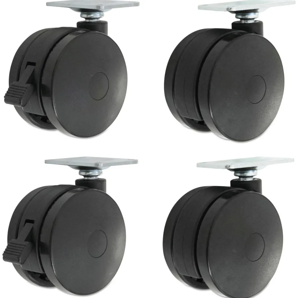Alera 2 in. Wheel Grip Ring Stem Casters for Height-Adjustable Table Bases - Black (4/Set)
