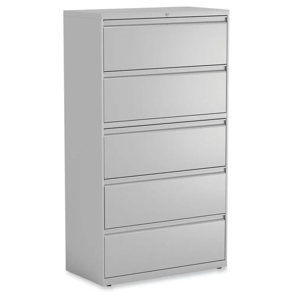 Alera 36 in. x 18.63 in. x 67.63 in. 5 Lateral File Drawer - Legal/Letter/A4/A5 Size - Light Gray