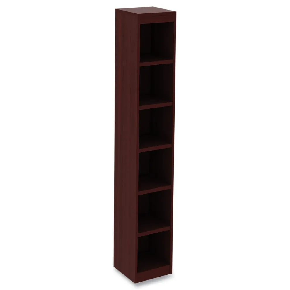 Alera 11.81 in. x 11.81 in. x 71.73 in. Valencia Series 6 Shelf Narrow Profile Bookcase - Mahogany