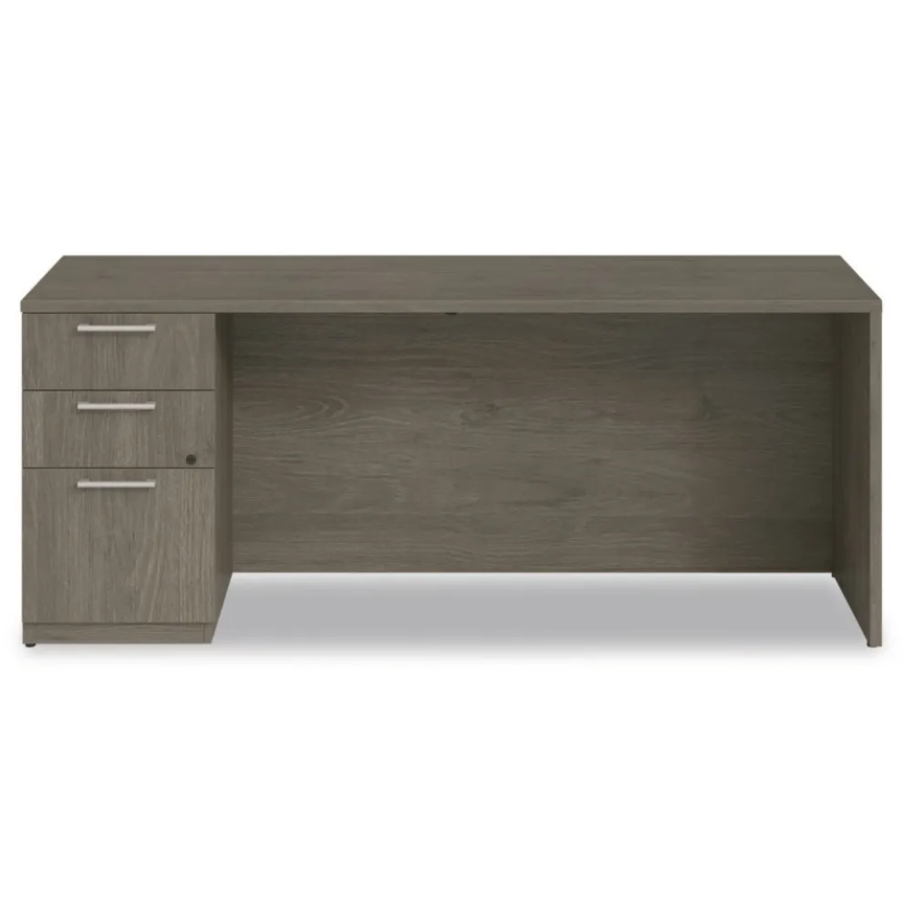 Alera 72 in. x 24 in. x 29 in. Seville Series Credenza with Left Pedestal - Walnut