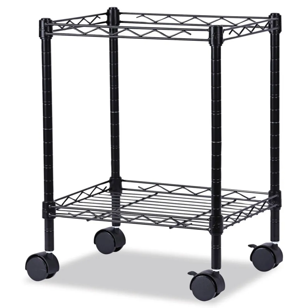 Alera 15.25 in. x 12.38 in. x 21 in. 1 Shelf 1 Bin Metal Compact File Cart for Side-to-Side Filing - Black