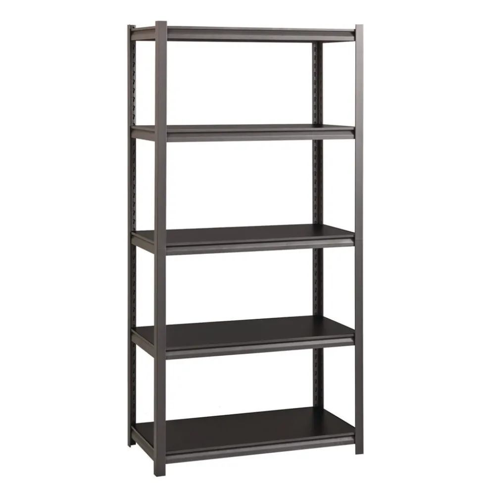 Alera 36 in. x 18 in. x 72 in. 5-Shelf Steel Shelving Unit with Laminate Shelves - Black/Gun Metal Gray