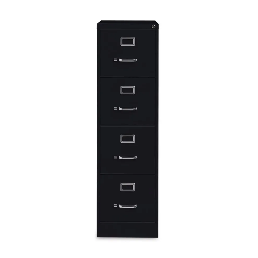Alera 15 in. x 26.5 in. x 52 in. Letter-Size Four-Drawer Economy Vertical File - Black