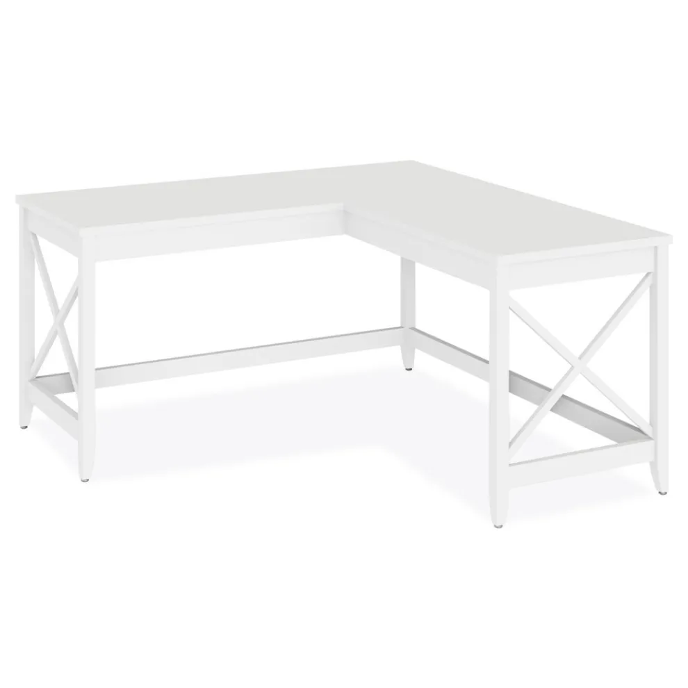 Alera 58.27 in. x 58.27 in. x 29.53 in. L-Shaped Farmhouse Desk - White