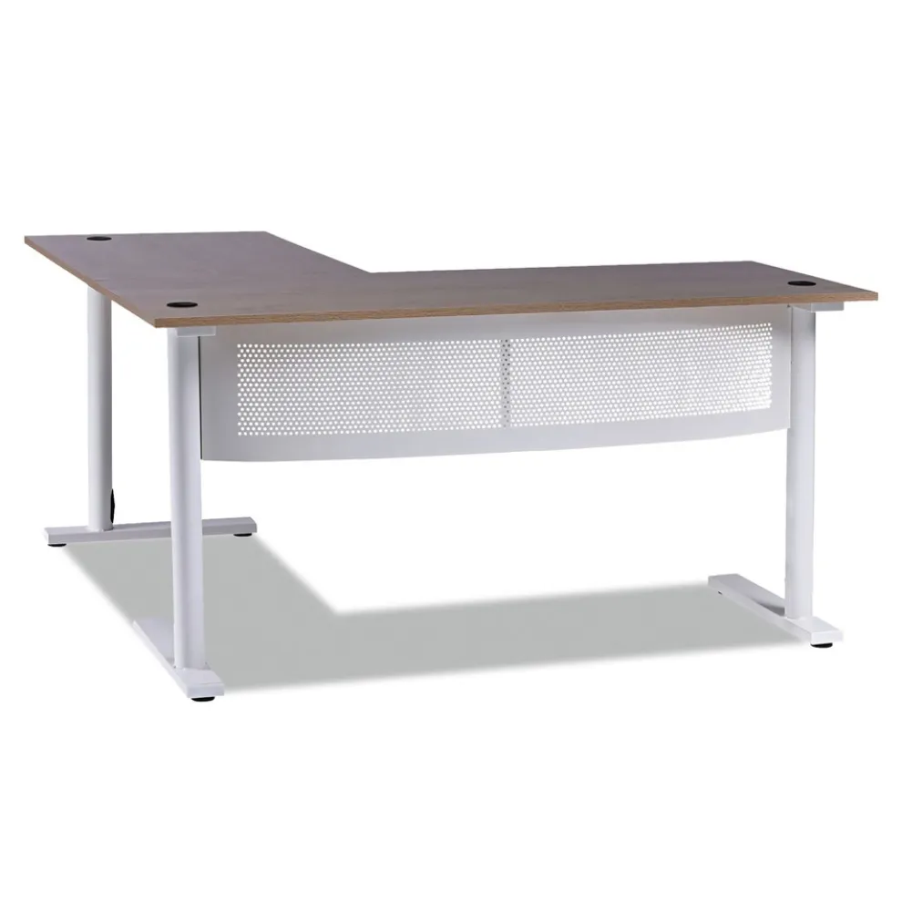 Alera 59.05 in. x 59.05 in. x 29.53 in. L-Shaped Writing Desk - Beigewood/White