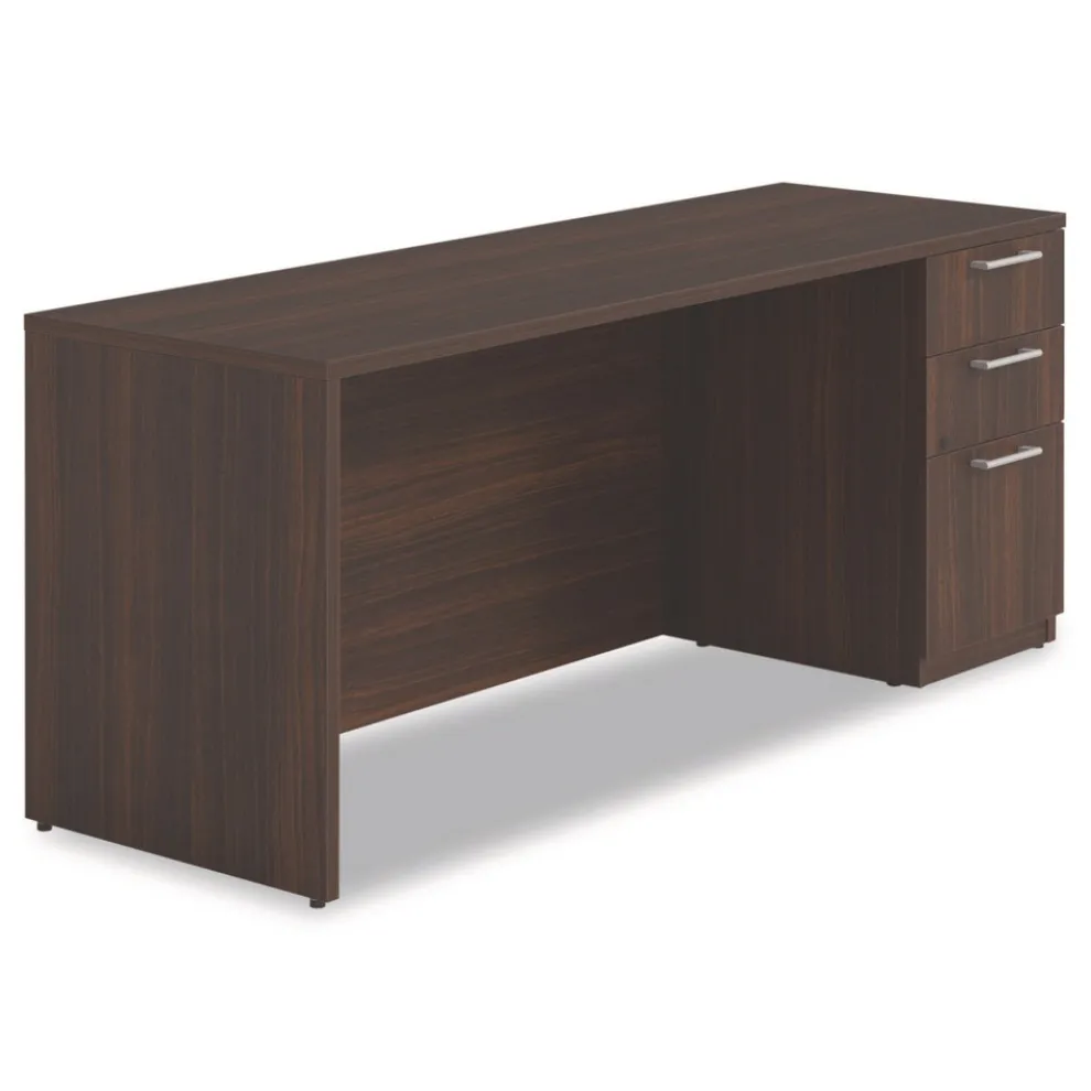 Alera 72 in. x 24 in. x 29 in. Seville Series Credenza with Right Pedestal - Mahogany