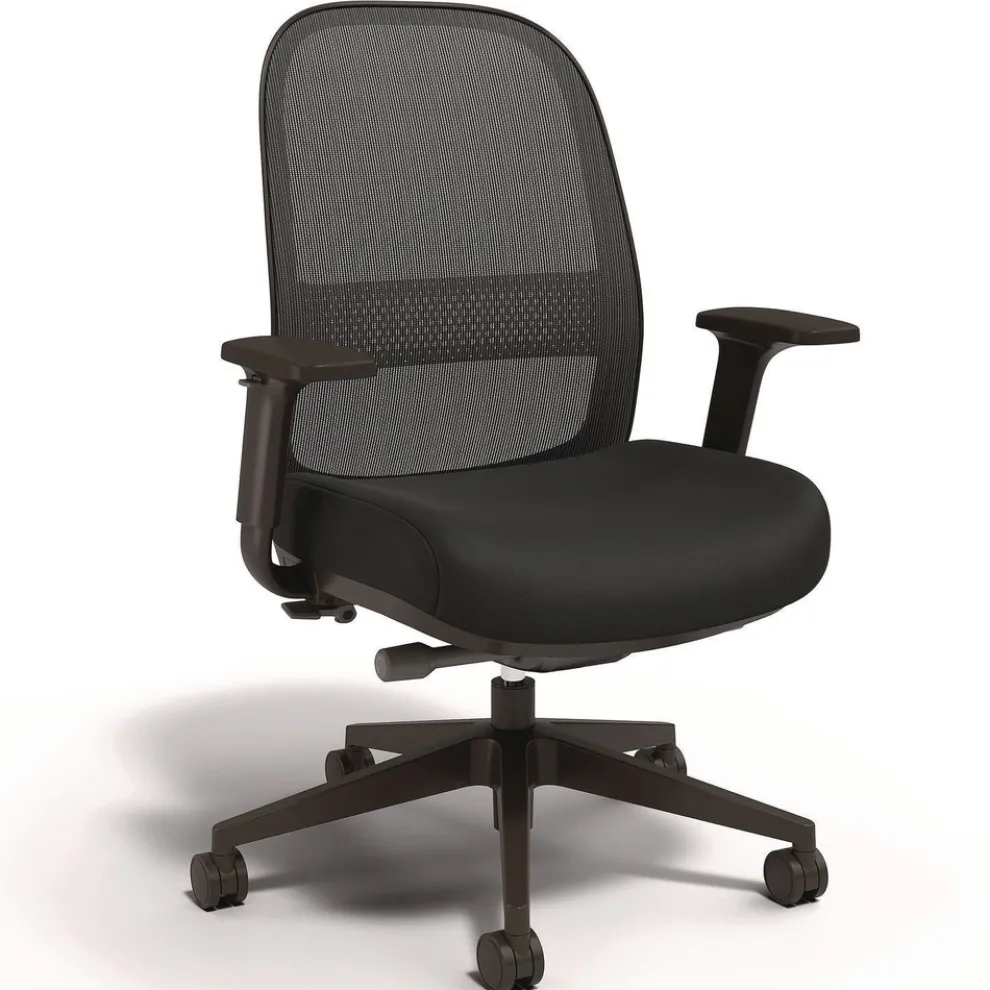 Alera ALEKP42BME17 Kempton 18.31 to 22.17 Seat Height Ergonomic Swivel Task Chair Supports Up to 275 lbs. - Black Seat/Back/Base