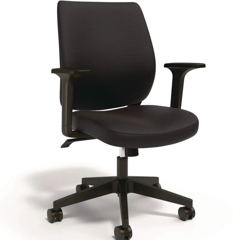 Alera ALEWX4217 17.13 in. to 20.83 in. Seat Height Supports Up to 275 lbs. Wessex Ergonomic Fabric Task Chair - Black
