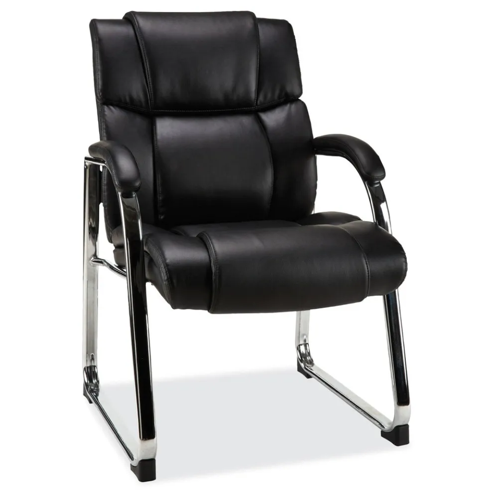 Alera Hildred Series 25 in. x 28.94 in. x 37.8 in. Guest Chair - Black Seat/Back/Chrome Base