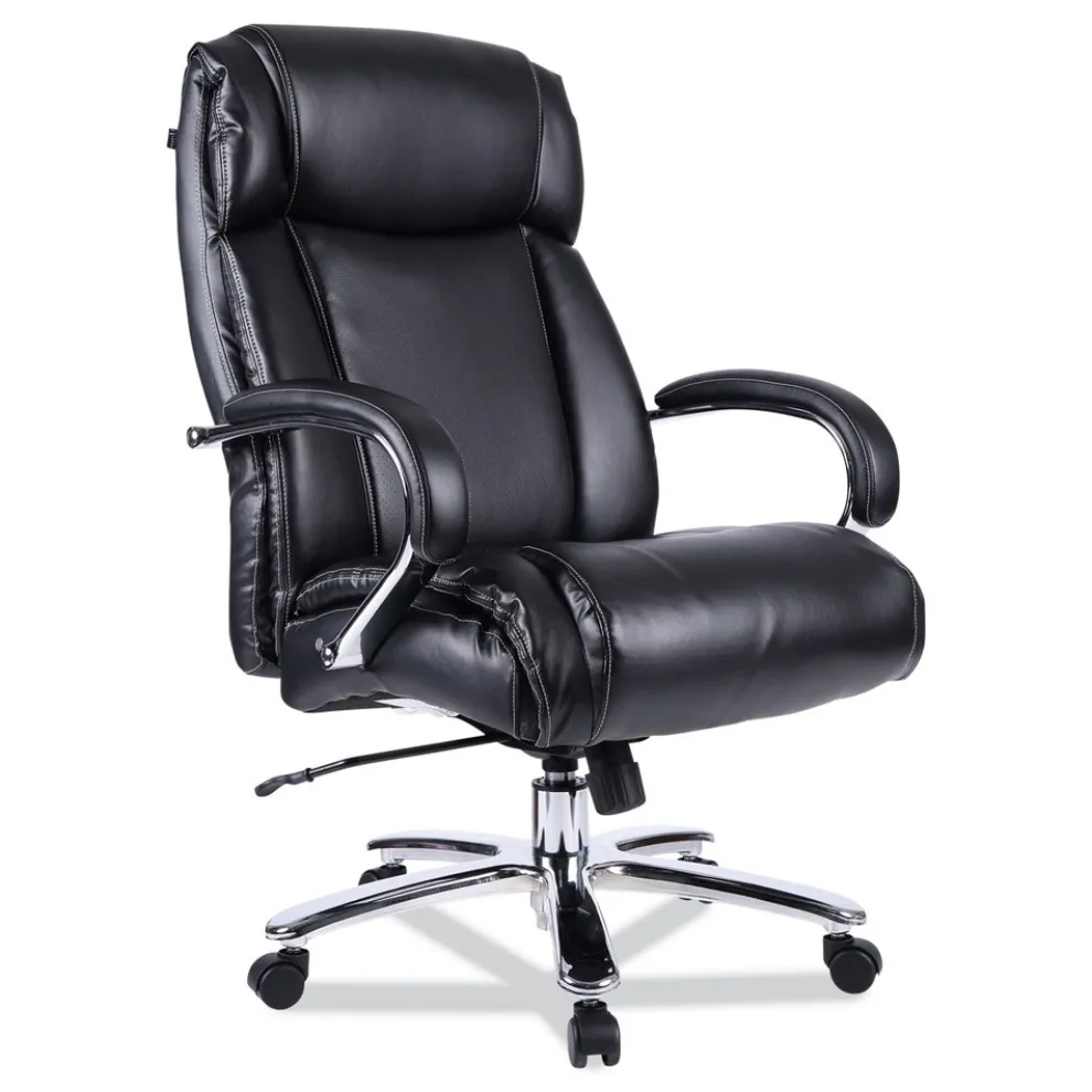 Alera Maxxis Series Big And Tall Leather Chair, Black/chrome
