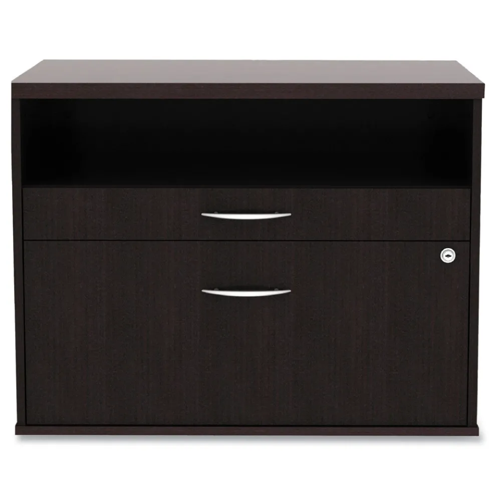 Alera Open Office Desk Series 29.5 x 19.13 x 22.88 Legal/Letter Low File 2-Drawer Cabinet Credenza - Espresso