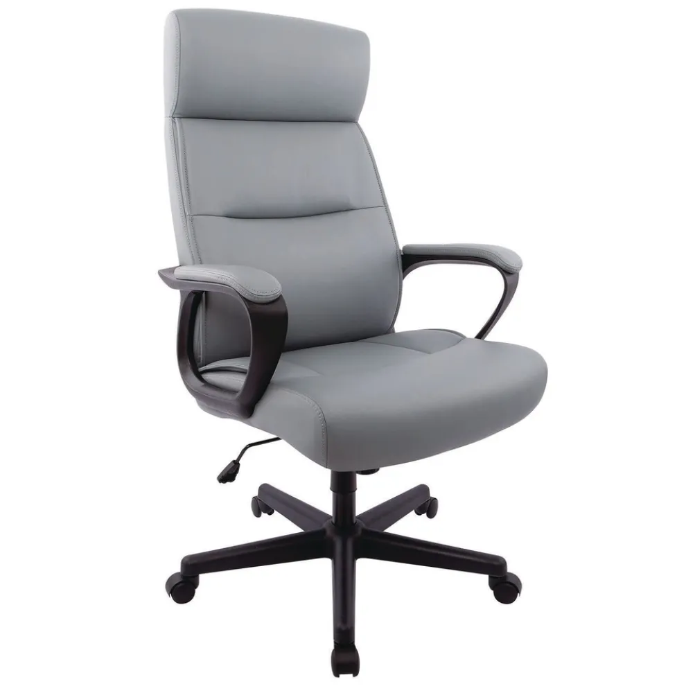 Alera Oxnam Series 17.56 in. to 21.38 in. Seat Height Supports Up to 275 lbs. High-Back Task Chair - Gray Seat/Back, Black Base