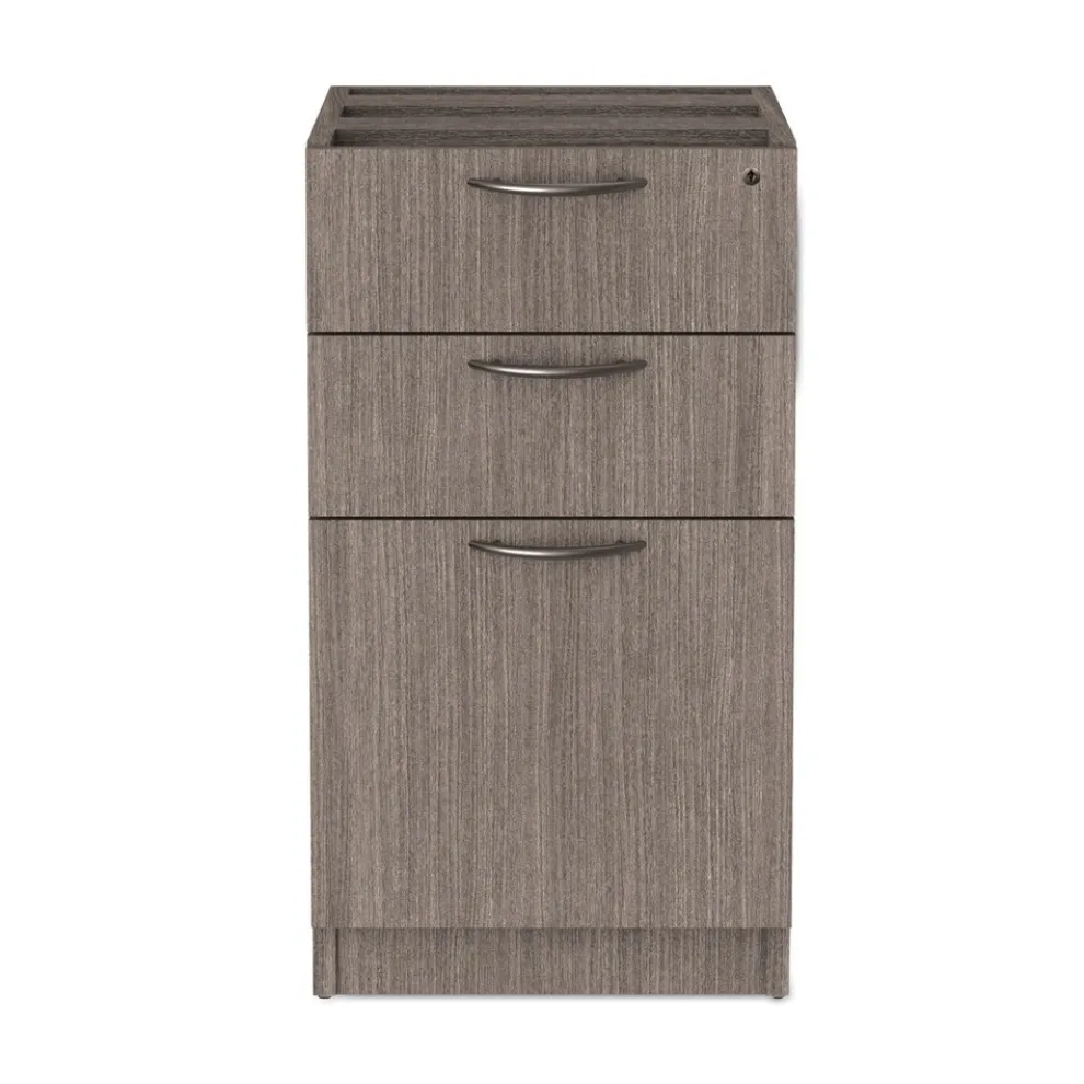 Alera Valencia Series 15.63 in. x 20.5 in. x 28.5 in. Legal/Letter 3-Drawer Full Pedestal File - Gray