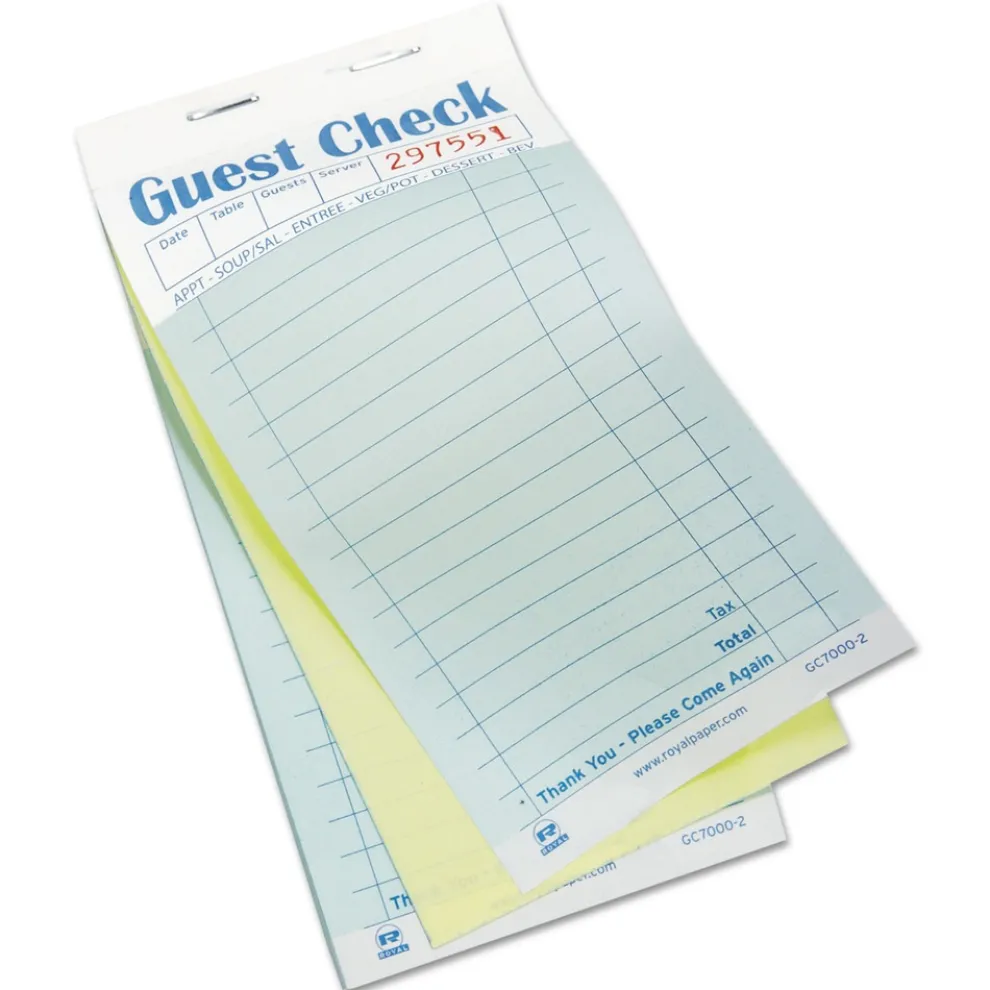 AmerCareRoyal 3.6 x 6.7 Two-Part Carbonless 17-Line Guest Check Pad (2500/Carton)