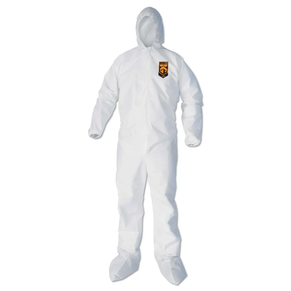 Ansell A40 Elastic-Cuff Ankle Hood And Boot Coveralls - 2X-Large,White (25/Carton)