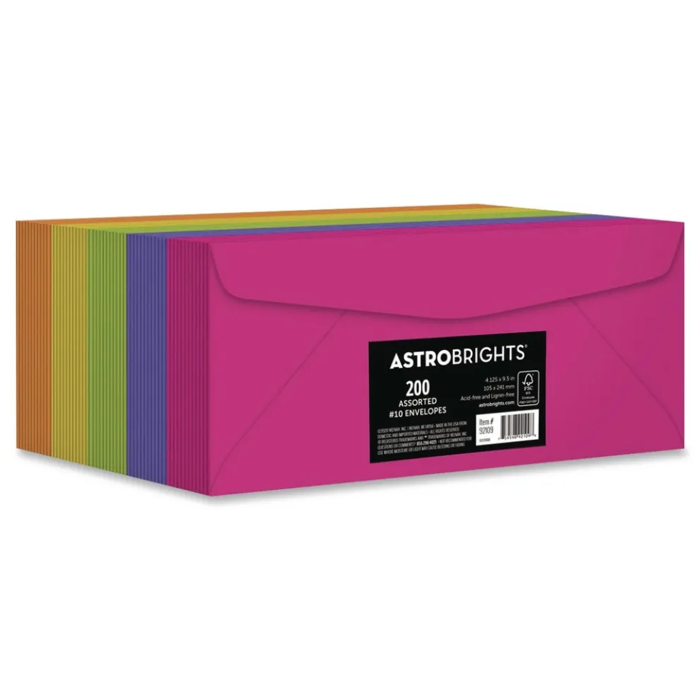 Astrobrights Bulk Envelopes #10 Bankers Flap Gummed Closure Assorted Colors 200/Pack