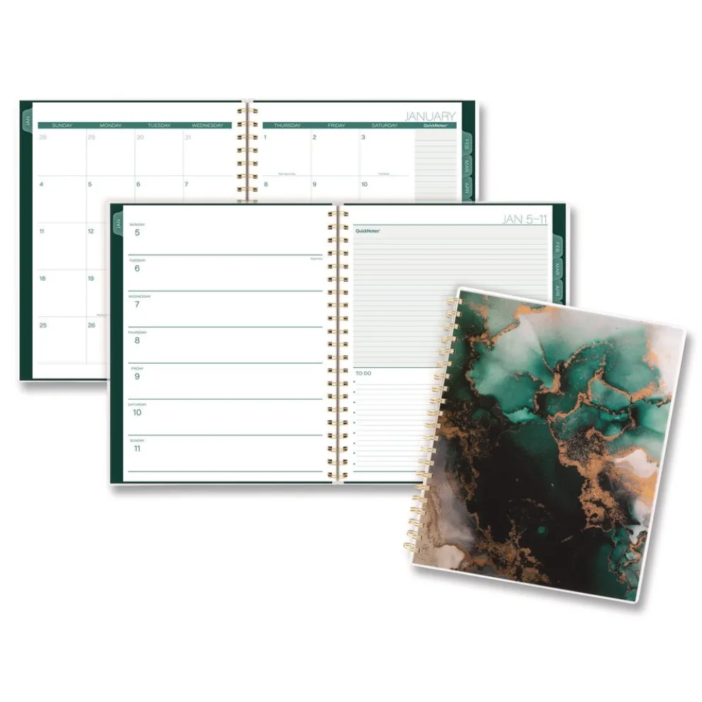 AT-A-GLANCE 11 in. x 8.5 in. 12-Month (Jan-Dec 2026) Emerald Isle Weekly/Monthly Planner - Green Marbled Cover