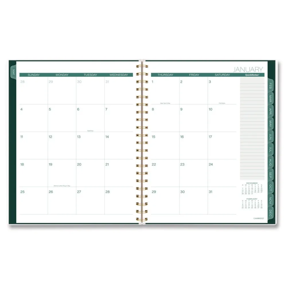 AT-A-GLANCE 11 in. x 8.5 in. 12-Month (Jan-Dec 2026) Emerald Isle Weekly/Monthly Planner - Green Marbled Cover
