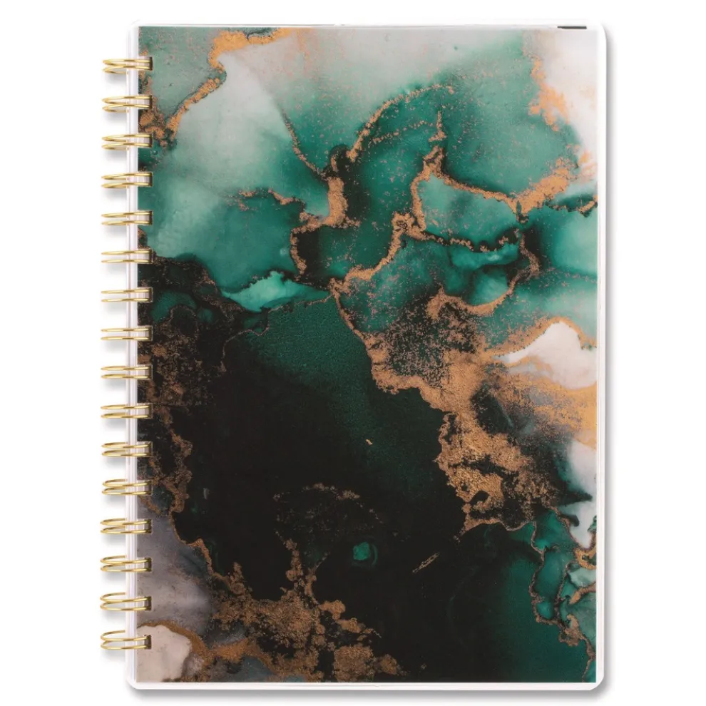 AT-A-GLANCE 8.5 in. x 5.5 in. 12-Month (Jan-Dec 2026) Emerald Isle Weekly/Monthly Planner - Green Marbled Cover