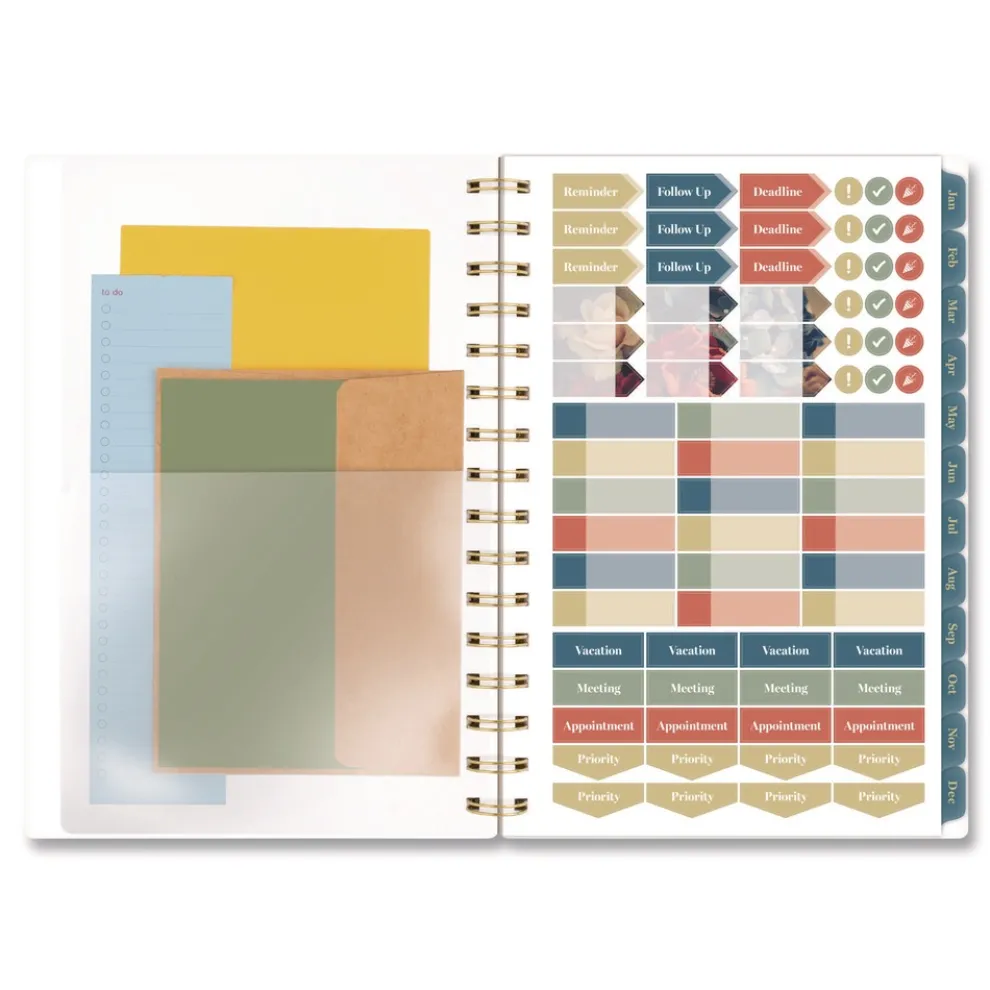 AT-A-GLANCE 8.5 in. x 5.5 in. 12-Month (Jan-Dec 2026) Midnight Garden Weekly/Monthly Planner - Black/Pink/Green Cover