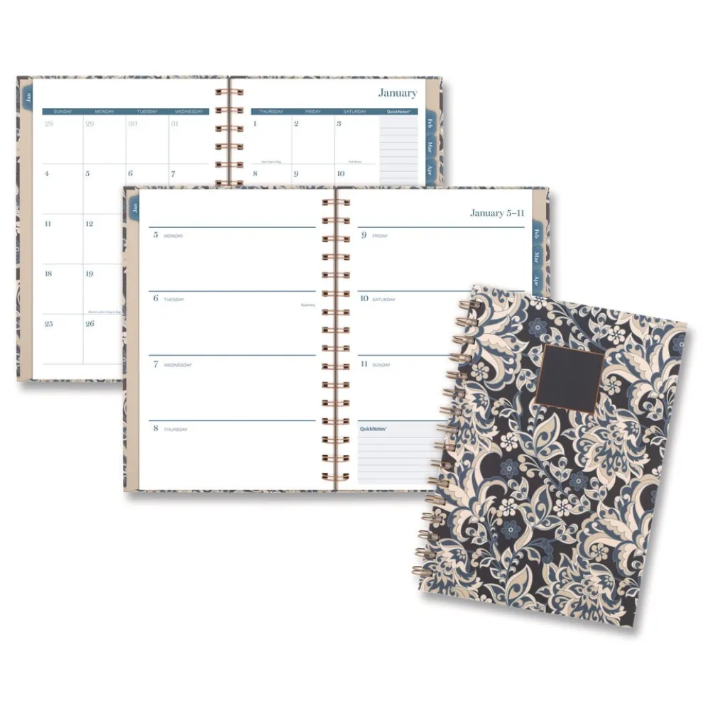 AT-A-GLANCE 8.5 in. x 5.5 in. 12-Month (Jan-Dec 2026) Elizabeth Weekly/Monthly Planner - Blue Cover