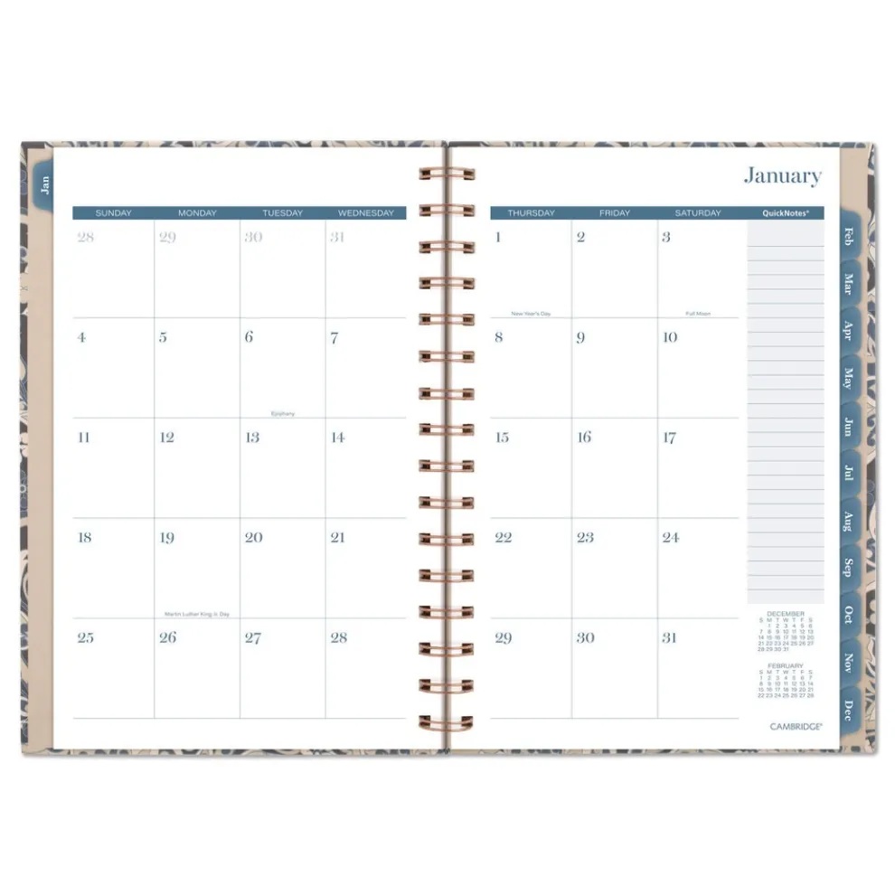 AT-A-GLANCE 8.5 in. x 5.5 in. 12-Month (Jan-Dec 2026) Elizabeth Weekly/Monthly Planner - Blue Cover