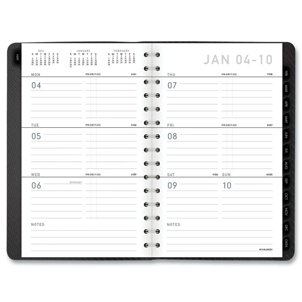 AT-A-GLANCE 8.5 in. x 5.5 in. 12-Month (Jan to Dec): 2026 Contemporary Open-Block Format Weekly/Monthly Planner - Graphite Cover