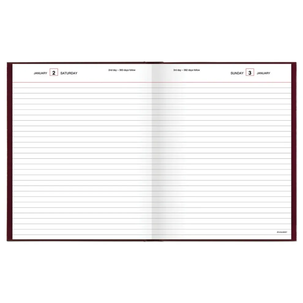 AT-A-GLANCE 9.5 in. x 7.5 in. Standard 2026 Edition Medium/College Rule Daily Diary - Red Cover