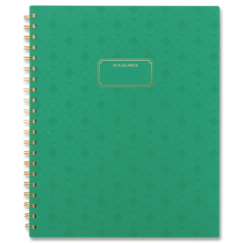 AT-A-GLANCE 11 in. x 8.5 in. 13-Month (Jan-Jan 2026) Badge Geo Weekly/Monthly Planner - Green Cover