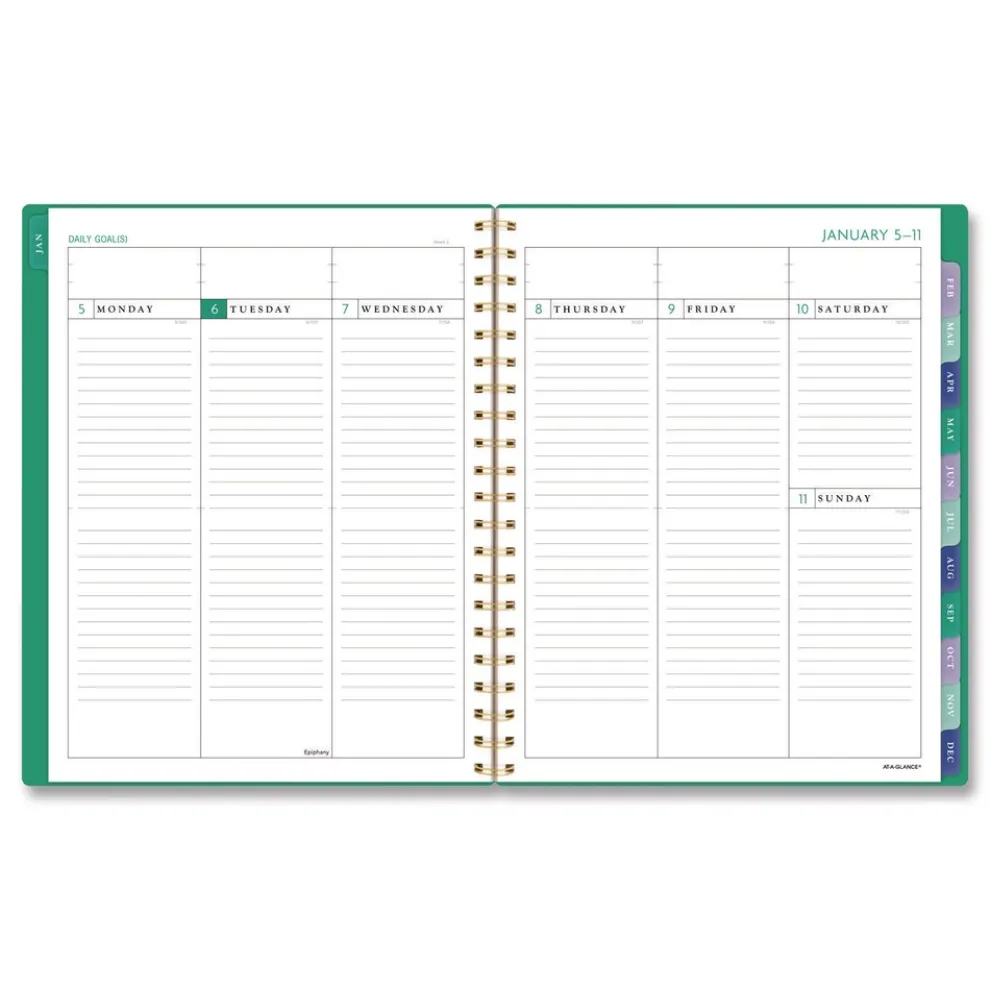 AT-A-GLANCE 11 in. x 8.5 in. 13-Month (Jan-Jan 2026) Badge Geo Weekly/Monthly Planner - Green Cover