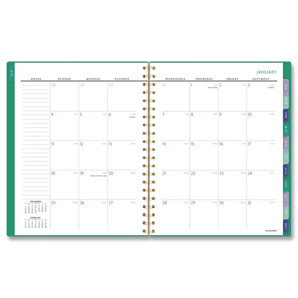 AT-A-GLANCE 11 in. x 8.5 in. 13-Month (Jan-Jan 2026) Badge Geo Weekly/Monthly Planner - Green Cover