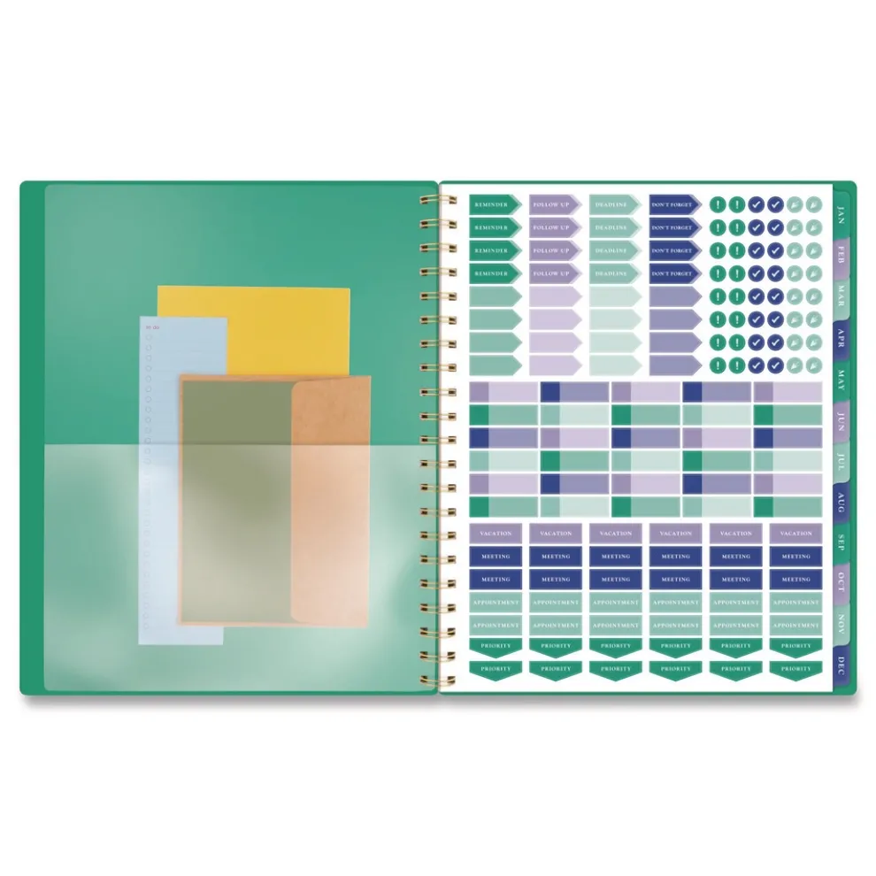 AT-A-GLANCE 11 in. x 8.5 in. 13-Month (Jan-Jan 2026) Badge Geo Weekly/Monthly Planner - Green Cover